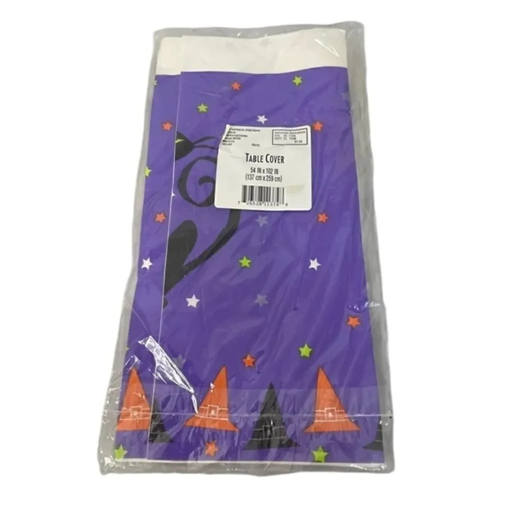 Vintage 2002 Target Halloween Black Cat Purple Paper Table Cloth 54